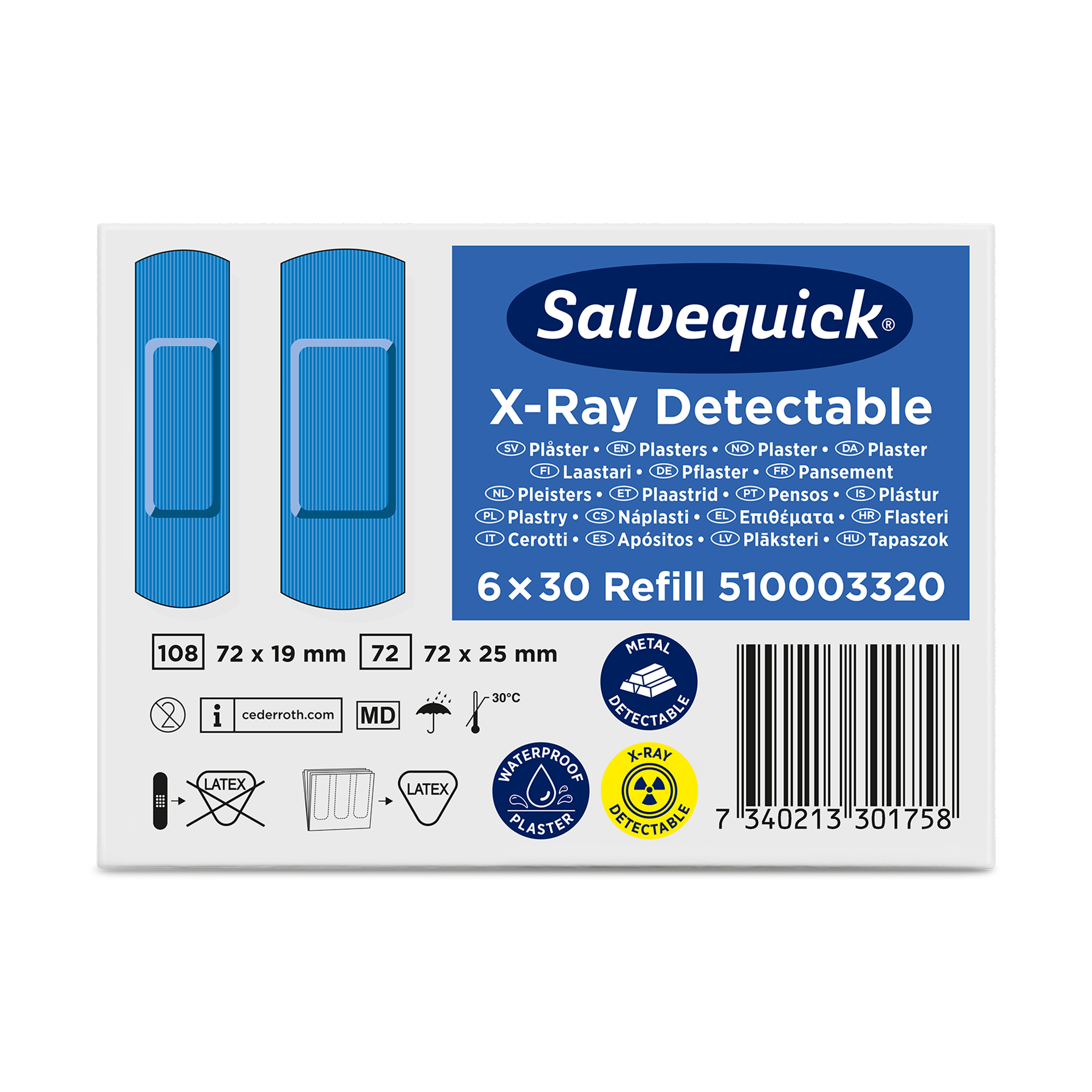 X-Ray Detectable 30x6 Plasters Refill